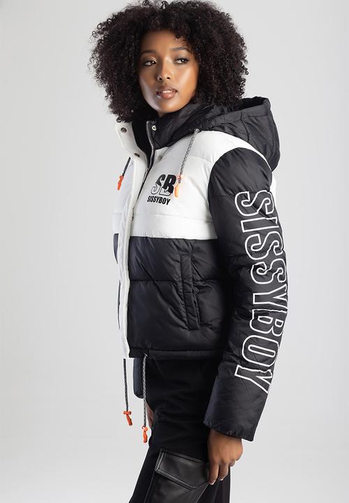SISSY BOY - Pasco: Sporty contrast puffer jacket - black/white