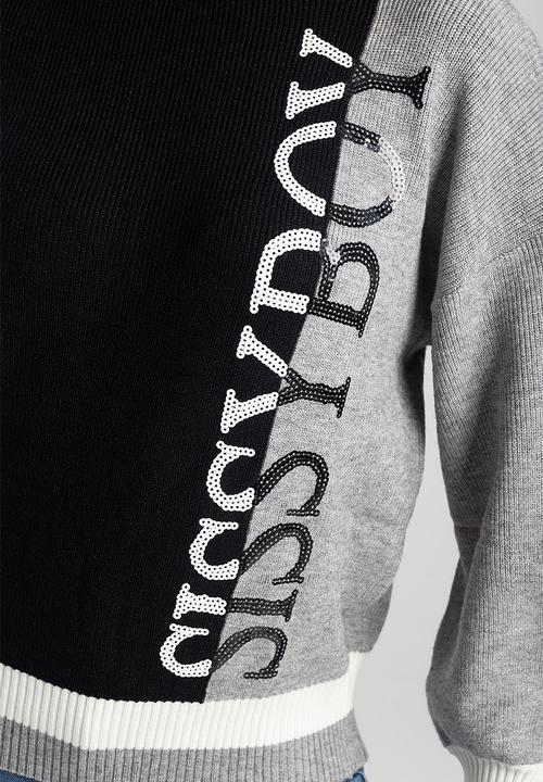 SISSY BOY - Offense loose knitted sweater - black & grey