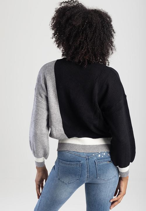 SISSY BOY - Offense loose knitted sweater - black & grey