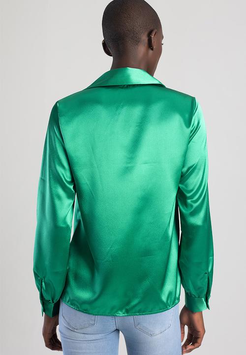 SISSY BOY - Just Start: button up satin blouse - green pepper
