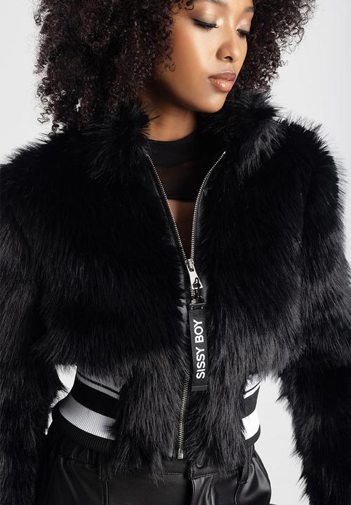SISSY BOY - Gillian sporty faux fur jacket - black