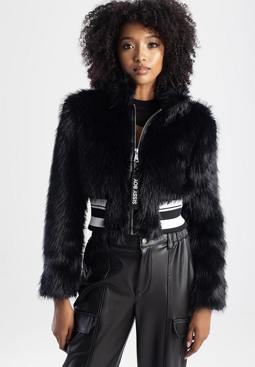 SISSY BOY - Gillian sporty faux fur jacket - black