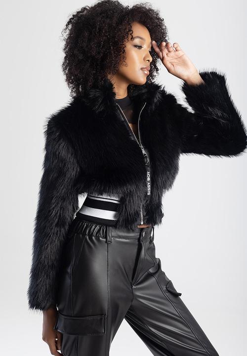 SISSY BOY - Gillian sporty faux fur jacket - black