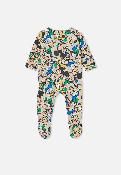 Cotton On - The long sleeve zip romper- lcn - lcn dis rainy day/mickey and mates
