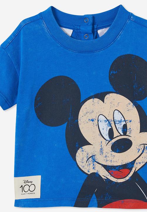Cotton On - Andie drop shoulder tee - lcn dis blue punch/mickey mouse