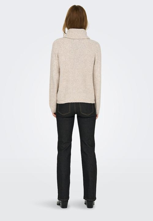 Jacqueline de Yong - Silja long sleeve rollneck pullover - oatmeal melange