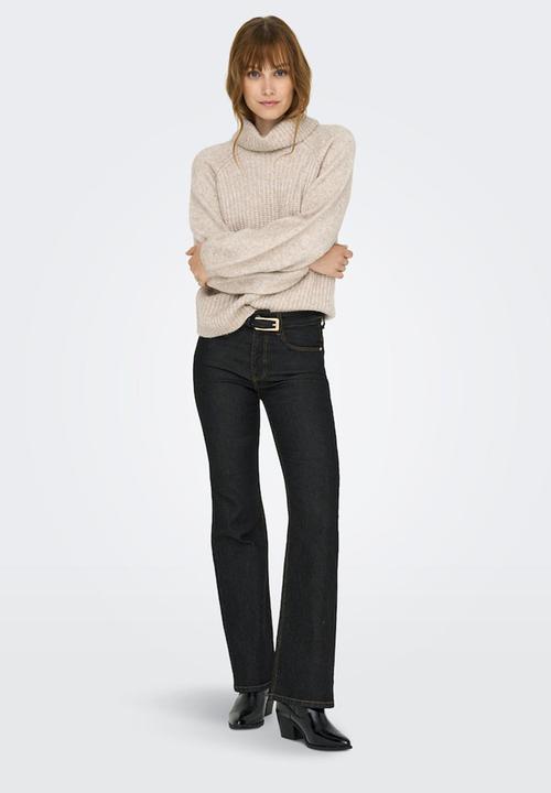 Jacqueline de Yong - Silja long sleeve rollneck pullover - oatmeal melange
