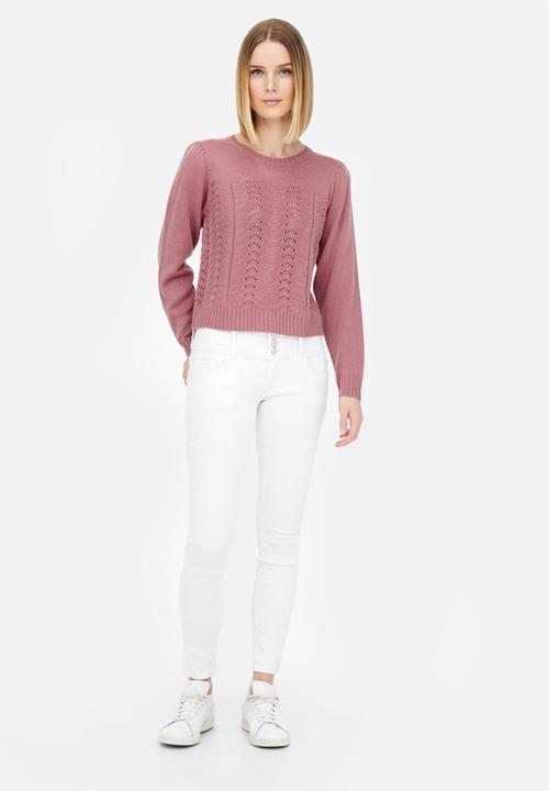 Jacqueline de Yong - Milo long sleeve structure pullover - mesa rose