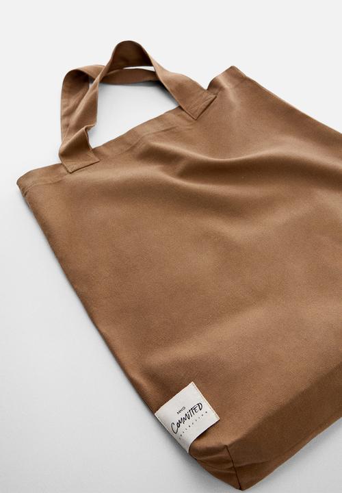 MANGO - Cotton canvas bag - medium brown
