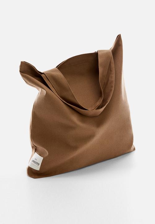 MANGO - Cotton canvas bag - medium brown