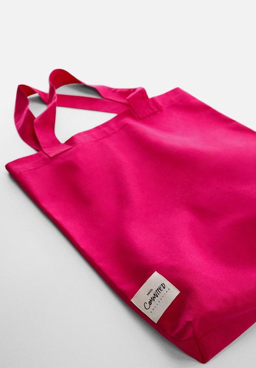 MANGO - Cotton canvas bag - fuchsia