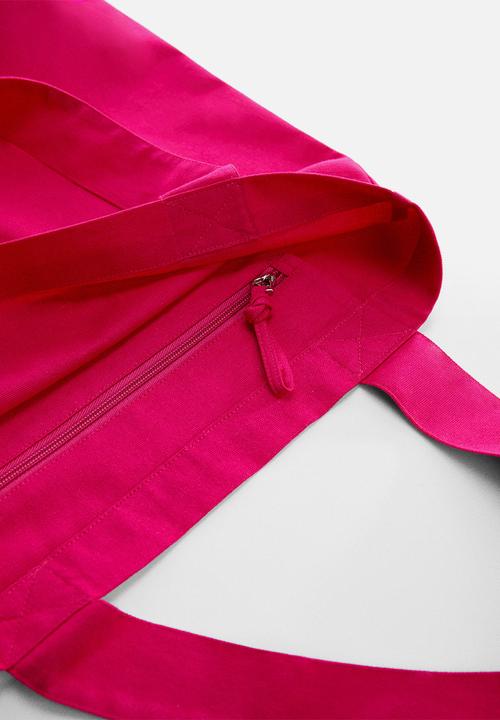 MANGO - Cotton canvas bag - fuchsia