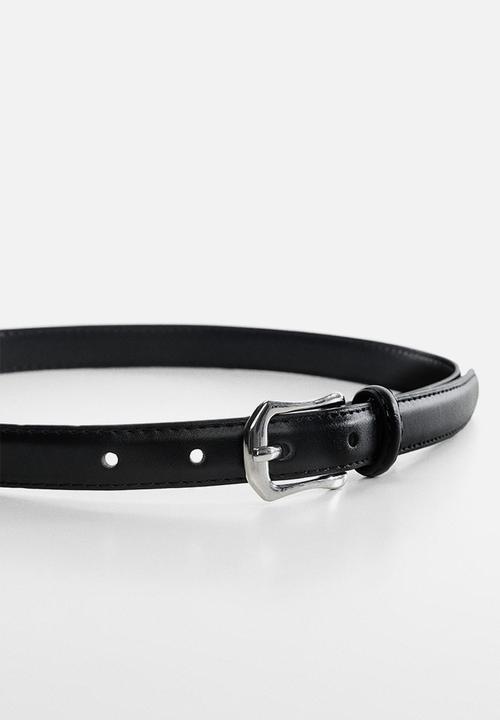 MANGO - Rectangular buckle belt - black