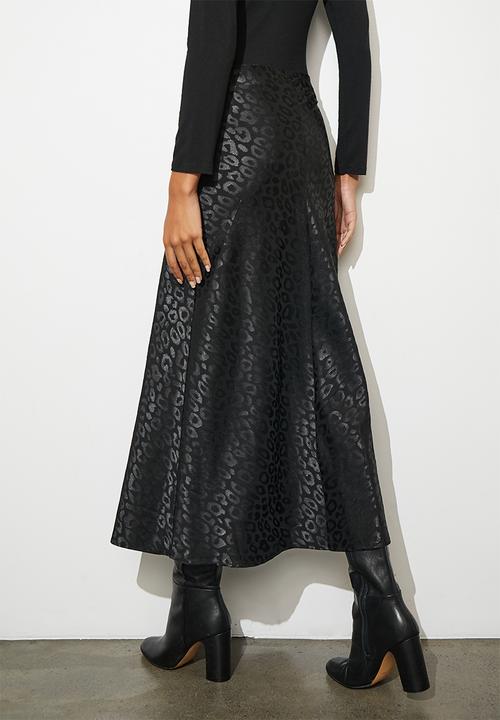 Superbalist - Long midi slip skirt - black jaquard print