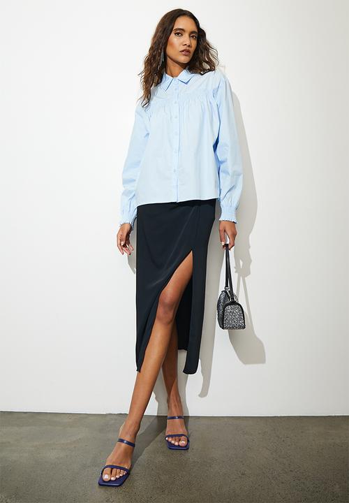 Superbalist - Oversized shirred shirt - blue