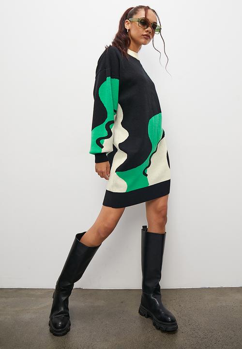 Blake - Graphic midi knitwear dress - multi