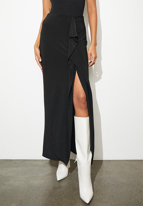 Superbalist - Ruffle maxi skirt - black
