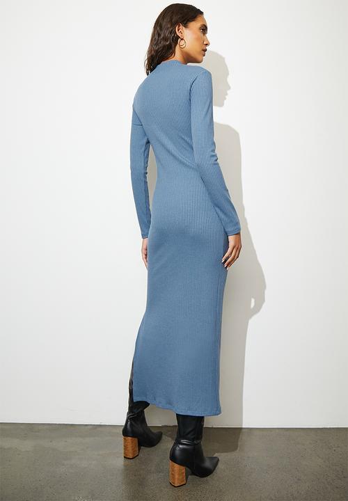 Superbalist - Basic rib midi dress - blue