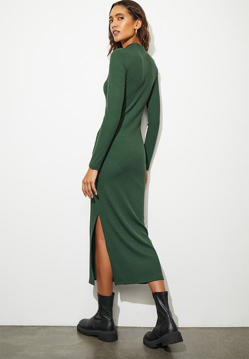Superbalist - Basic rib midi dress - green