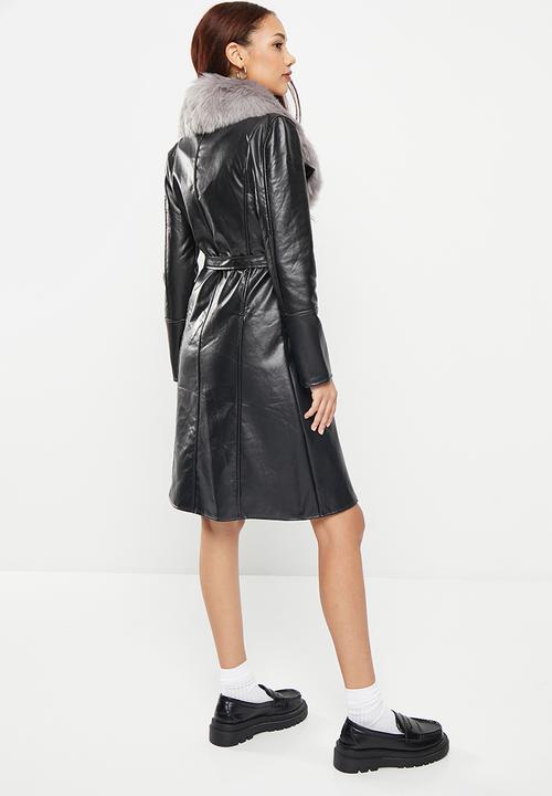 dailyfriday - Faux fur collar coat - black