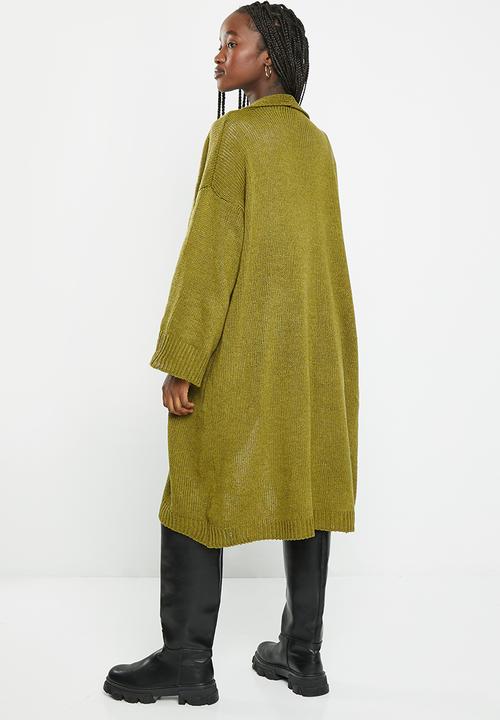 dailyfriday - Balloon sleeve midi cardigan - olive