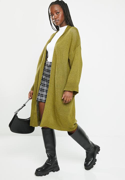 dailyfriday - Balloon sleeve midi cardigan - olive