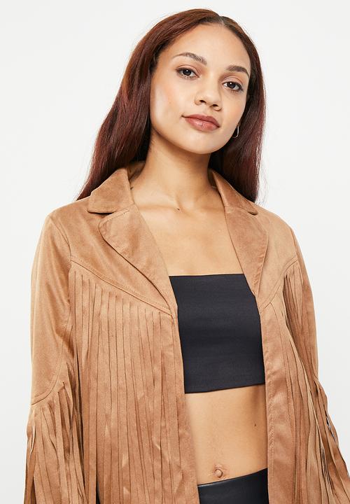 dailyfriday - Fringe detail biker jacket - tan
