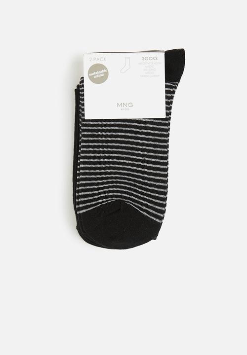MANGO - Sock black - stripe & black