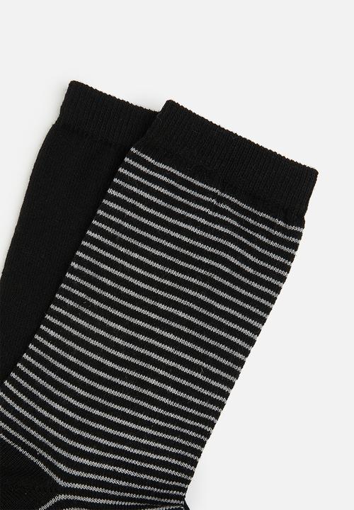 MANGO - Sock black - stripe & black