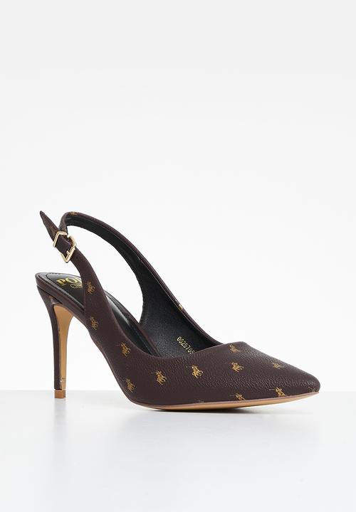 POLO - Monogram sling back - brown