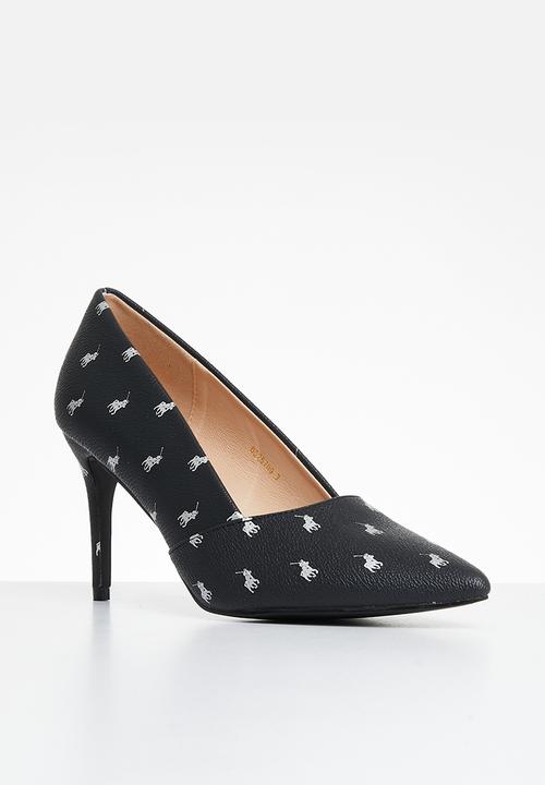 POLO - Pointed toe monogram heel - black