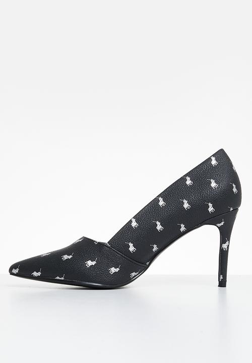 POLO - Pointed toe monogram heel - black