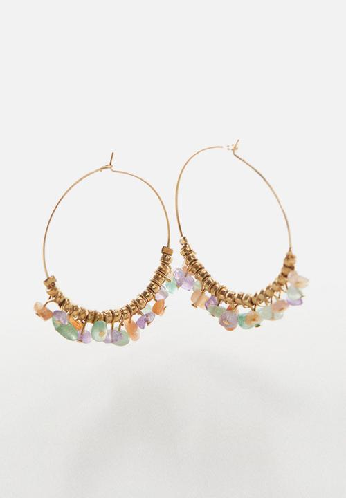 MANGO - Bead loop earrings - gold
