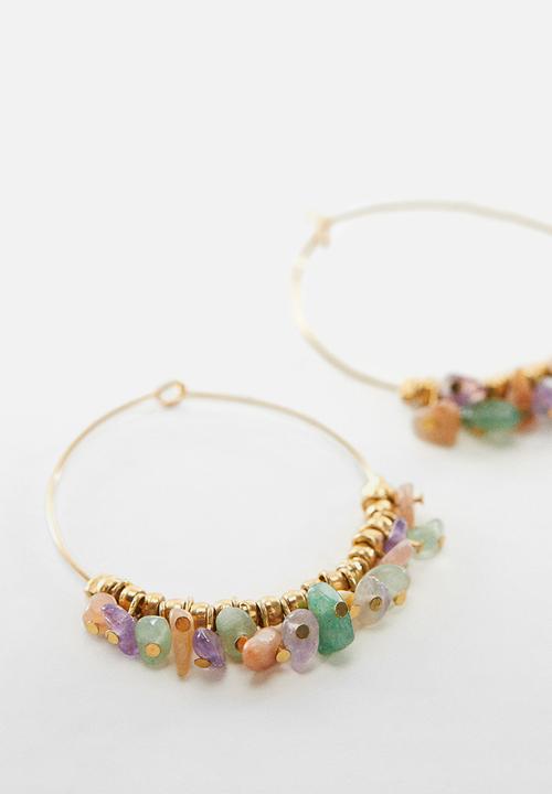 MANGO - Bead loop earrings - gold
