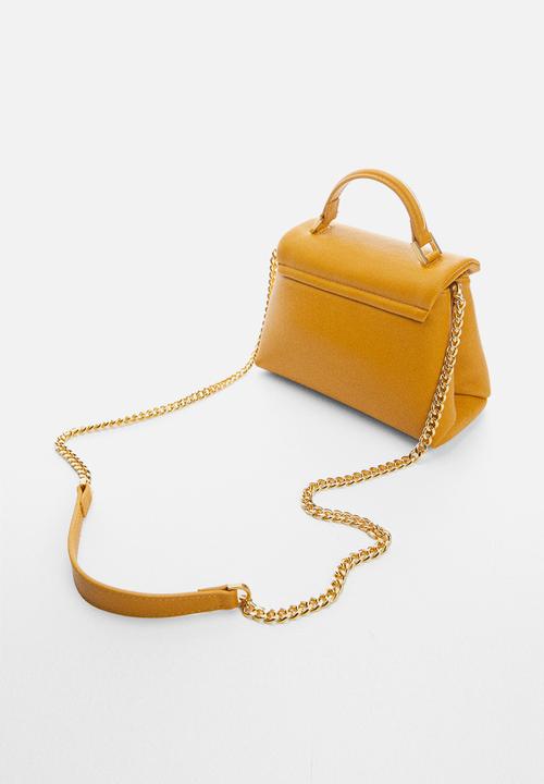 MANGO - Long chain handle bag - mustard