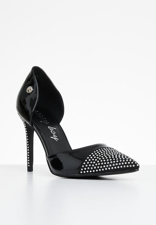 SISSY BOY - Turn up patent bling court - black