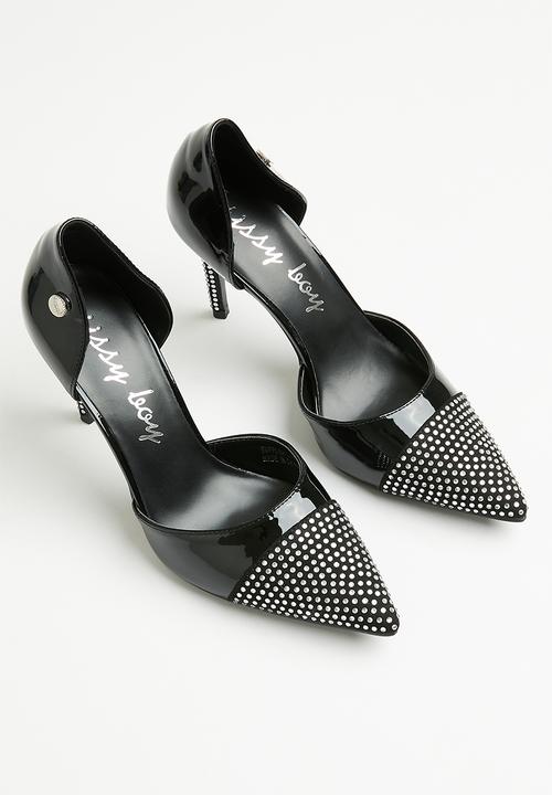 SISSY BOY - Turn up patent bling court - black