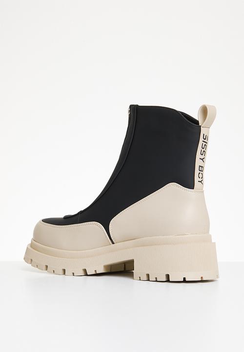 SISSY BOY - Imprint zip up boot - black & stone