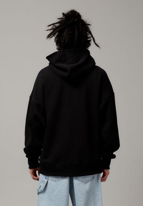 Cotton On - Baggy graphic zip through hoodie - black/uc emb