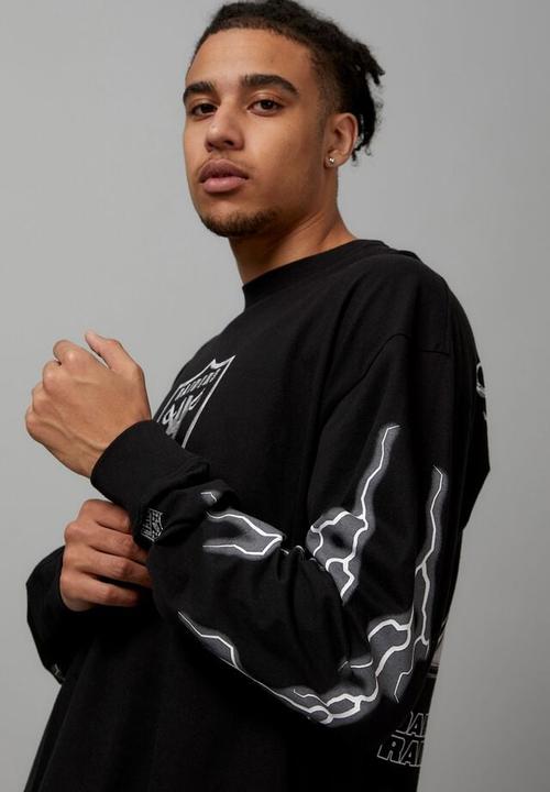 Cotton On - Oversized long sleeve nfl superbowl t shirt - lcn nfl black/raiders li
