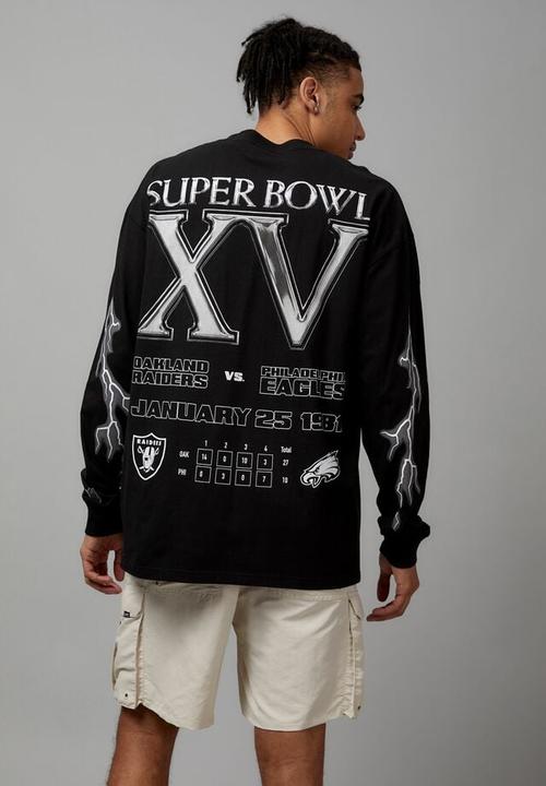 Cotton On - Oversized long sleeve nfl superbowl t shirt - lcn nfl black/raiders li