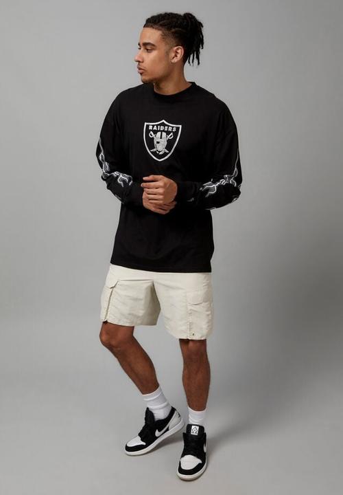 Cotton On - Oversized long sleeve nfl superbowl t shirt - lcn nfl black/raiders li