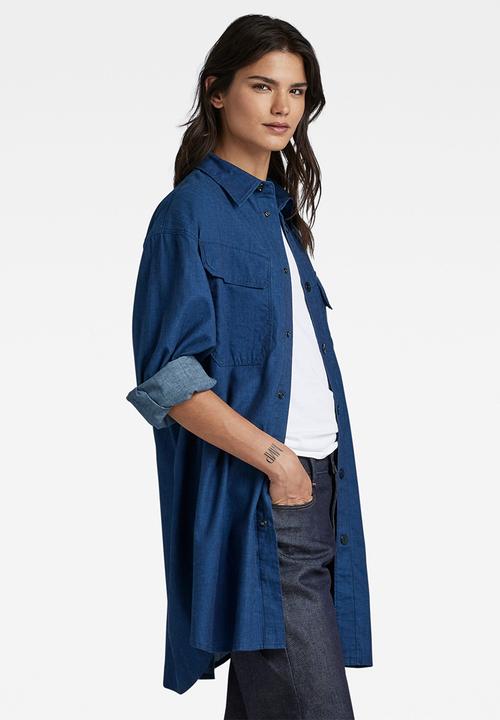 G-STAR - Oversized flap pocket l\s shirt  - rinsed