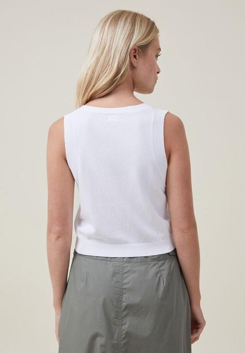 Cotton On - Fine gauge knit button vest - white