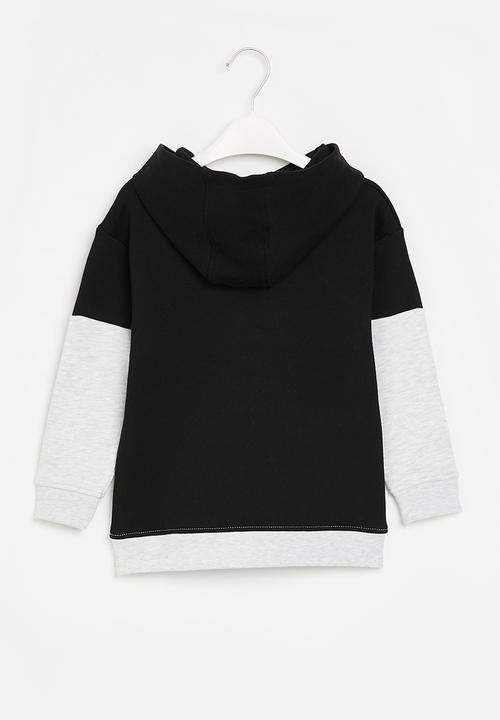 POLO - Boys damian colour blocked hoody - black