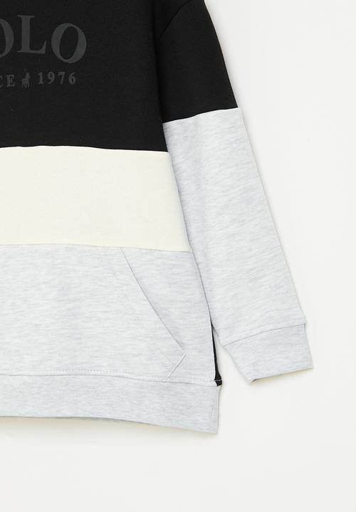 POLO - Boys damian colour blocked hoody - black
