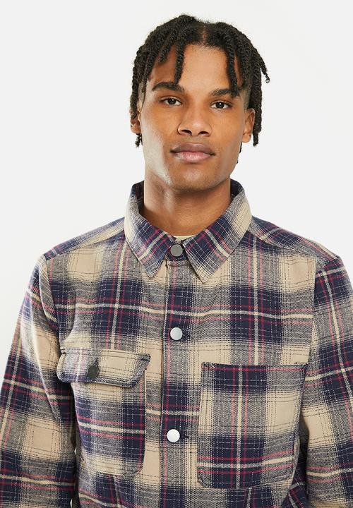 Brave Soul - Techniquepkb jacket - navy & ecru check
