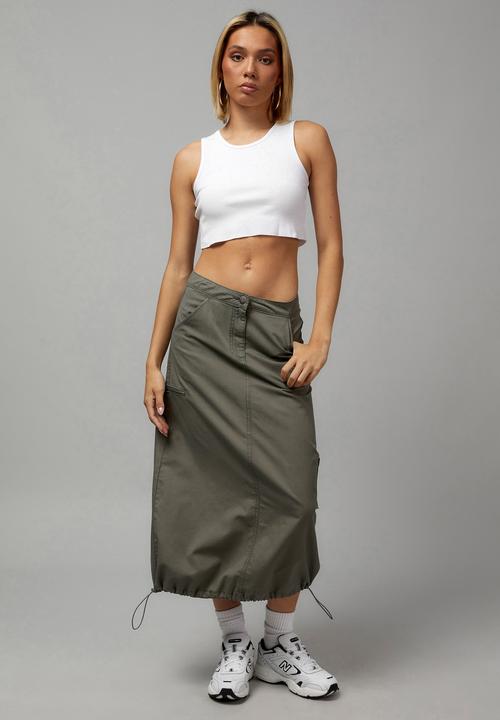 Factorie - Cargo midi skirt - khaki