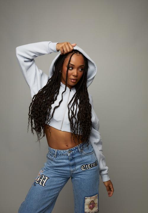 Factorie - Crop zip through hoodie - artic ice