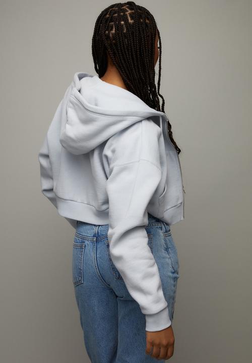 Factorie - Crop zip through hoodie - artic ice